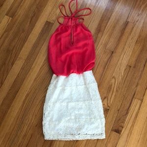 Pink and white spring dress